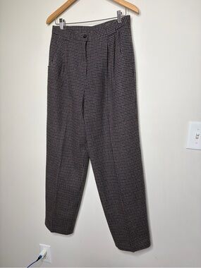 Vintage 1970-1980 Savannah houndstooth pattern grey blue maroon 100 wool